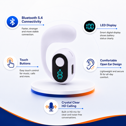 Clip On Wireless Bluetooth Calling Earphone With Display