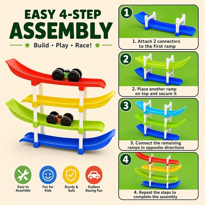 4 Layer Flipping Car Track Set with 2 Blowing LED Cars