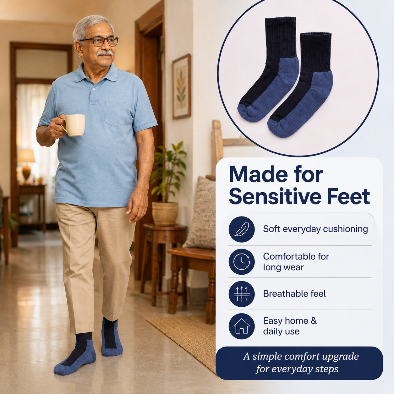 Padded Diabetic Socks for Sensitive Feet - Buy 1 Get 2 Pair Free