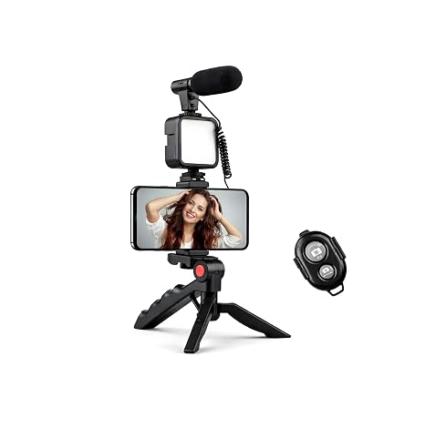 Smart Video Making Kit with LED Light, Mic, Tripod & Bluetooth Remote