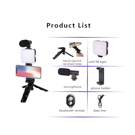 Smart Video Making Kit with LED Light, Mic, Tripod & Bluetooth Remote