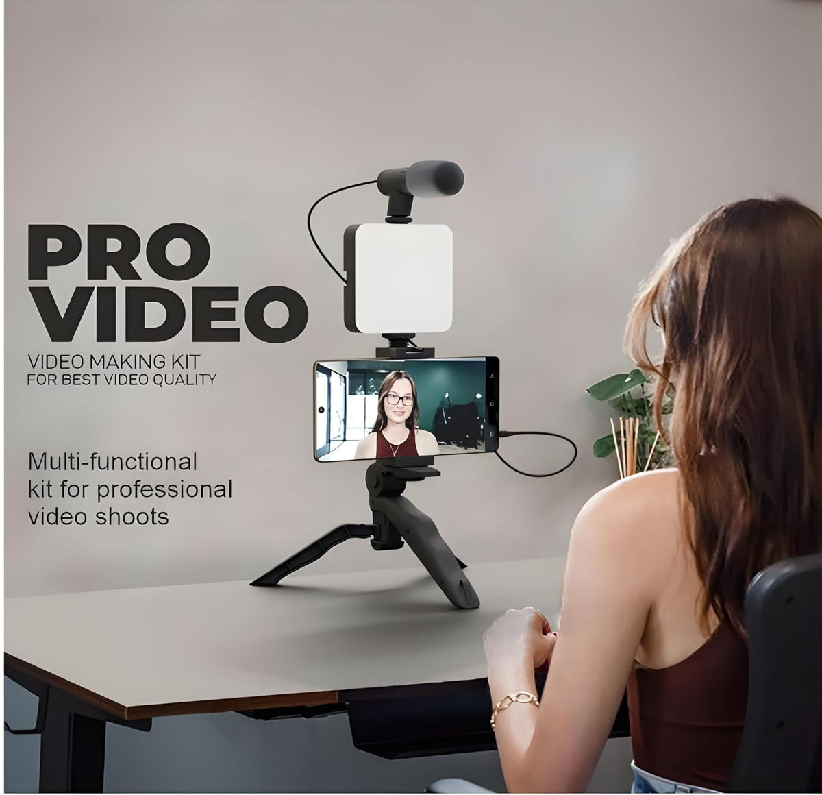 Smart Video Making Kit with LED Light, Mic, Tripod & Bluetooth Remote